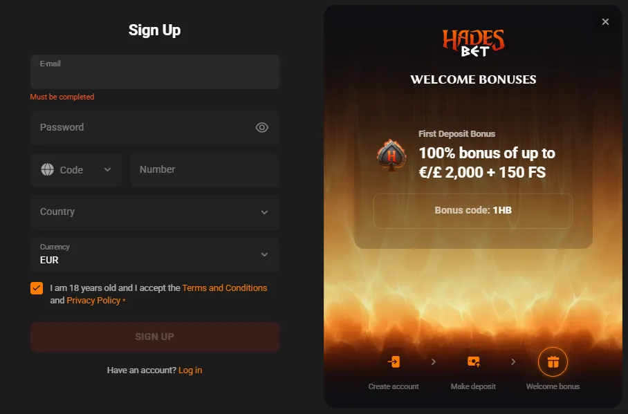 hadesbet casino sign-up